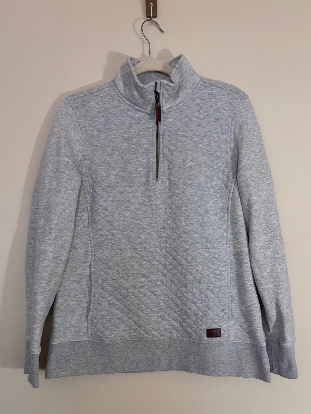 L.L.Bean Quilted Quarter Zip Pullover Sweatshirt Gray Women’s M